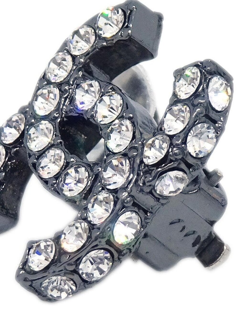 Chanel CC Silver Rhinestone Clip-On Earrings 03A 136262 - Picture 6 of 8